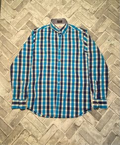 Paul & Shark Mens Blue/Navy/White Check Long Sleeve Shirt Size Medium/39