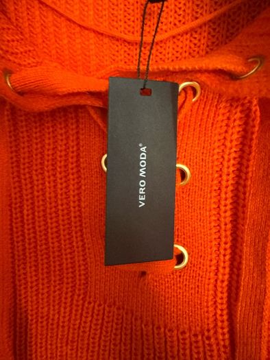 Vero Moda VMLEA LS TIE V-NECK Pullover FR Tangerine Tango / orange  size S UK12 EU40 Postage included