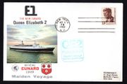 1969 USA Cover Celebrating the Maiden Voyage of The New Cunard Queen Elizabeth 2 with 13c New York, USA cancel tying stamp for John F Kennedy (president) with Posted on board cancel