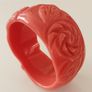 Coral/Pink Floral-Etched Plastic Bangle Image 3