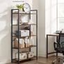 5-Tier Bookshelf, Tall Bookcase, Shelving Unit, Standing Display Storage Rack with Steel Frame, for Living Room, Office, Study, Industrial Style, Rustic Brown and Black (FREE POSTAGE) Image 3