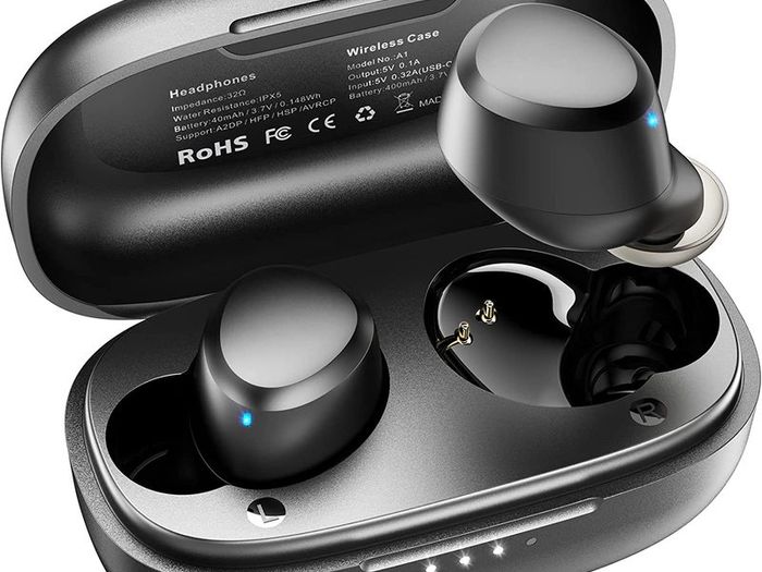 A1 Mini Wireless Earbuds Bluetooth Earphones in Ear Light Weight Headphones Built in Microphone Immersive Premium Sound Long Distance Connection Headset with Charging Case Black