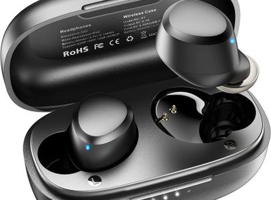 A1 Mini Wireless Earbuds Bluetooth Earphones in Ear Light Weight Headphones Built in Microphone Immersive Premium Sound Long Distance Connection Headset with Charging Case Black