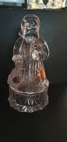 Glass Santa Figurine Trinket Box