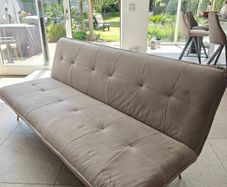 Modern Grey Velvet Sofa Bed Click-Clack Futon Excellent Condition