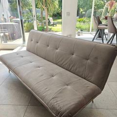 Modern Grey Velvet Sofa Bed Click-Clack Futon Excellent Condition