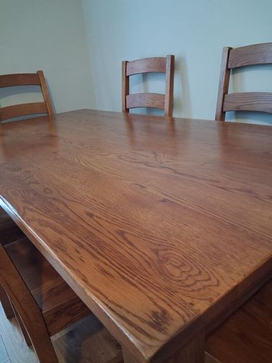 Solid Oak 6ft Dining Table and 6 matching solid oak chairs