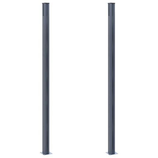 Fence Posts 2 pcs Dark Grey 185 cm Aluminium