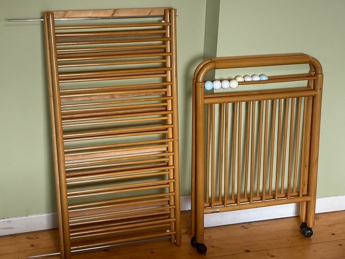 Large Wooden Baby Cot with Mattress | Honey Brown Finish