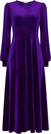 Joe Browns women's velour long-sleeved midi dress, purple, size 36 / S