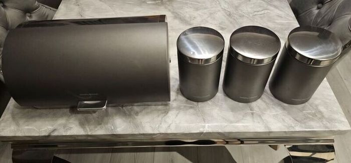 Set of Bread bin and 3 canisters