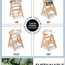 Hauck Alpha+, Natural, Wooden High Chair Made of Beech for Children from 6 Months to 90 kg Image 5
