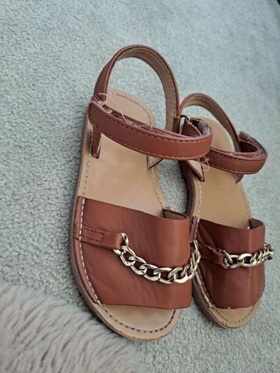 Girls gold Chain Brown Sandals eu28