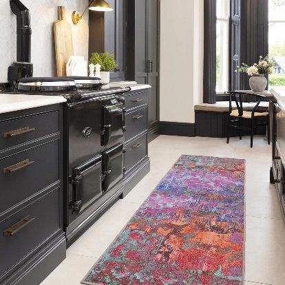 Soft Washable Multicolour Canvas  Blazing  Runner Rug