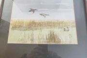 Vintage Flying Mallard Ducks Framed Signed Print.