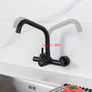 Ibergrif Kitchen Tap Wall Mounted 360 Rotation - Mixer Tap with Adjustable Mounting Hole Tap Kitchen Wall Tap Sink Black Image 4