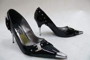 black lacquered heels size uk 3 with silver