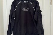 Adidas Women's Crew Neck Black Fleece Jumper - size UK 14