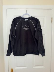 Adidas Women's Crew Neck Black Fleece Jumper - size UK 14