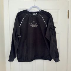 Adidas Women's Crew Neck Black Fleece Jumper - size UK 14