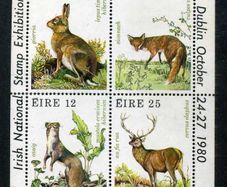 1980 Ireland Stampa Public Souvenir Wildlife Animals Commemorative Stamps Miniature Sheet Overprinted for Stampa Mint Never Hinged MNH)