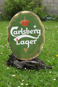 Original Heavy Enamel Carlsberg Lager Oval Sign