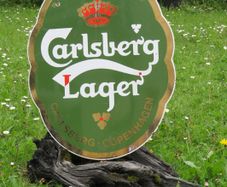 Original Heavy Enamel Carlsberg Lager Oval Sign
