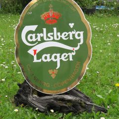 Original Heavy Enamel Carlsberg Lager Oval Sign