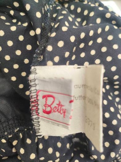 Vintage Betty Barclay Navy and cream polkadot midi dress