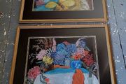 Vintage pair of pastel paintings