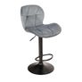 Zoya Black Adjustable Bar Stool Grey Velvet, Black Metal Base Image 2
