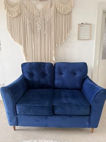 Blue 2 seater velvet Sofa