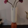 Fabulous Ceramic and Wood "TWO" Vase by the Danish Design Company Kristina Dam Studio, Copenhagen, Excellent Condition, Monochromatic Scandi Minimalism at its Best Image 4