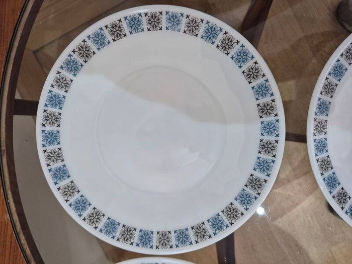 Vintage JAJ Pyrex Chelsea 10-Inch Dinner Plates Set (6 Pcs) with Original Box