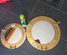 2X Antique Bronze Porthole Mirror - Like Vintage Brass