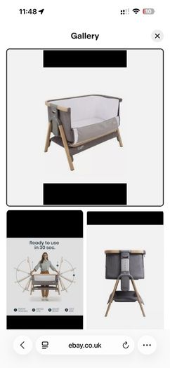 Tutti Bambini CoZee Lite Bedside Crib next to me cot grey