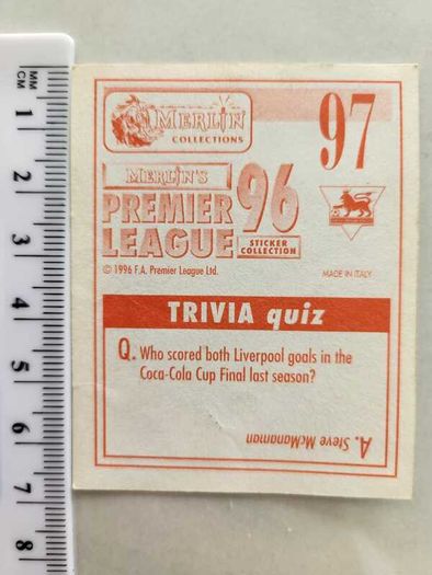 '96 Premier League - Merlin stickers