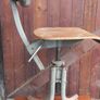 Antique Wood and Metal Stool Circa 1950s in Great Original Condition Image 6