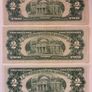 3 Two Dollar Bills - Red Seals Image 2