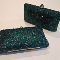 Bridesmaids Matching Forest Green Clutch Bags Set of 2 (Unused)