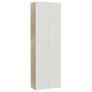 Office Cabinet White and Sonoma Oak 60x32x190 cm Chipboard Image 9