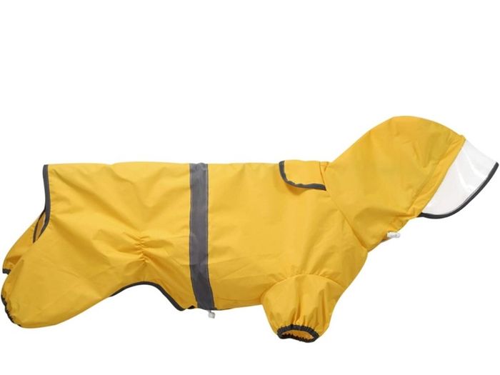 Dog Raincoat Waterproof Jacket with Hood & Collar Hole Transparent Brim,Ultra-Light Breathable Reflective Jumpsuit for Short-legged Dogs Corgi Dachshund xs,s,m,L,XL