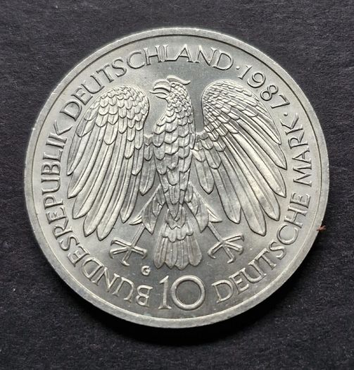 1987 Silver Germany 10 Deutsche Mark Treaty of Rome coin