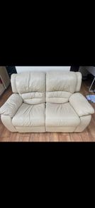 Two seater recliner leather sofa