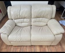 Two seater recliner leather sofa