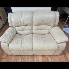 Two seater recliner leather sofa