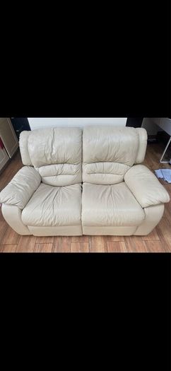 Two seater recliner leather sofa