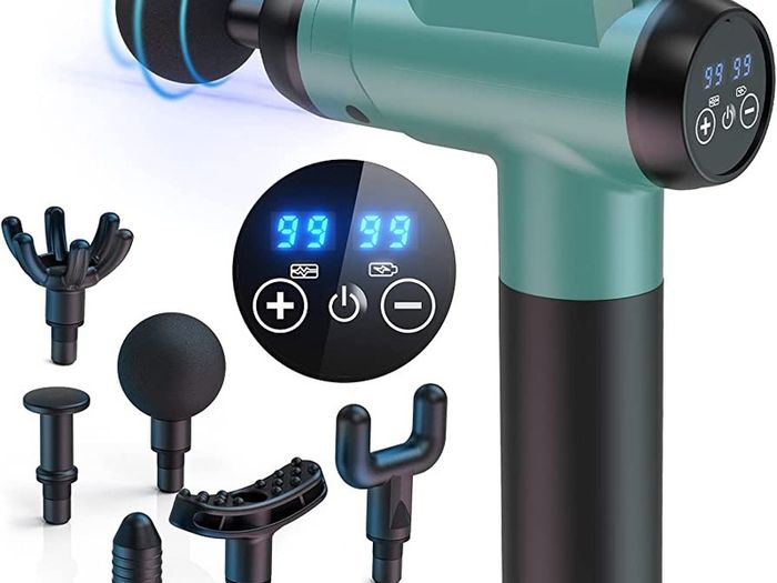 Massage Gun Deep Tissue Massager, 99 Speeds Powerful Percussion Massager with LCD Touch Screen, Handheld Muscle Massage Gun with 6 Massage Heads for Muscle Pain Relief and Relaxation MULTIPLE COLOURS AVAILABLE  (FREE POSTAGE)