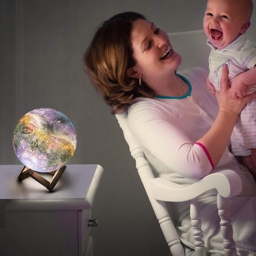 LED Full Moon Lamp,OxyLED 18cm/7.1 inch 3D Print LED Starry Sky Moon Light with Stand Remote Touch Control and USB Rechargeable,Dimmable Light for Kids Lover Friends Birthday Christmas Gifts [Energy Class A+++]