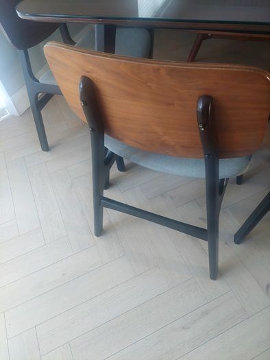 Dining table 4 chairs and bench.